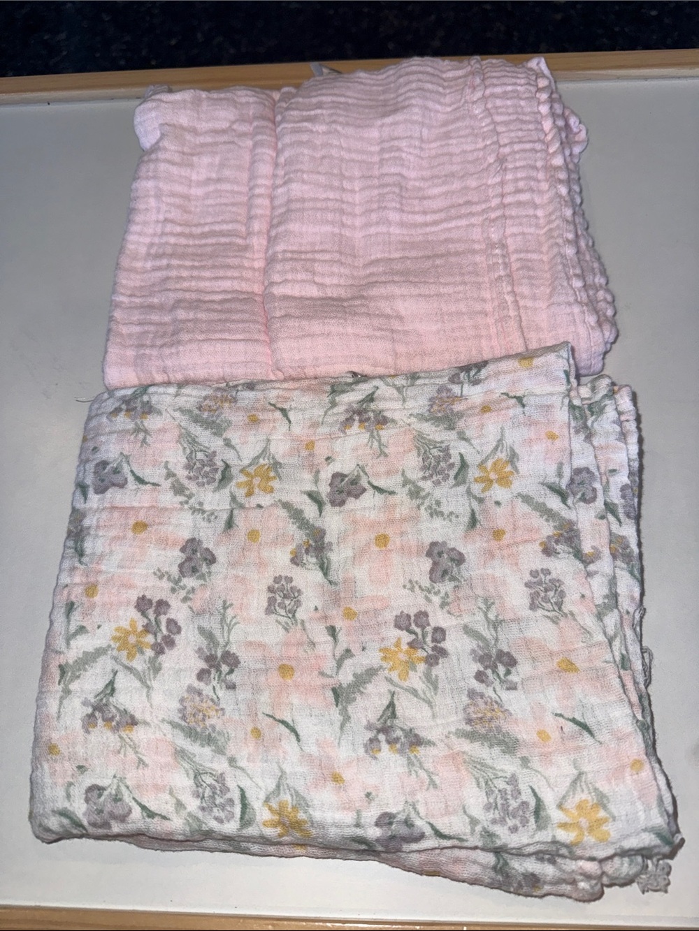 Light Pink Floral Muslin Kids Swaddle and Cloth Set